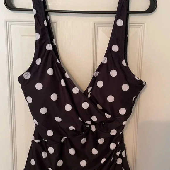 Blooming Jelly One Piece Swimsuit Black White Dots - Picture 2 of 7